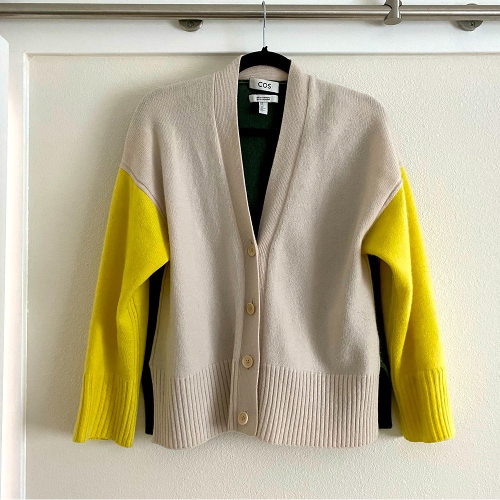 COS 100% Cashmere Color Block Cardigan